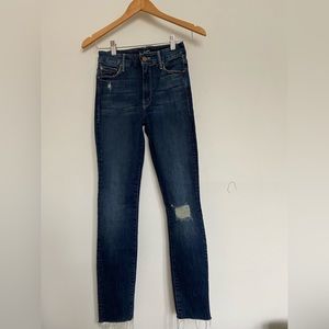 MOTHER Jeans skinny, dark wash, minimally distressed. Size 24
